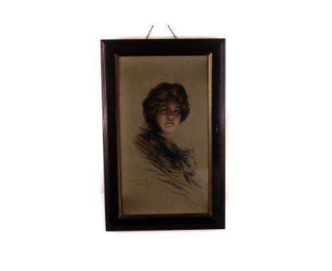 An Art Nouveau lithograph print by Philip Boileau, dated 1903, 'After Peggy', approx 49.5cm by 28cm, framed and glazed