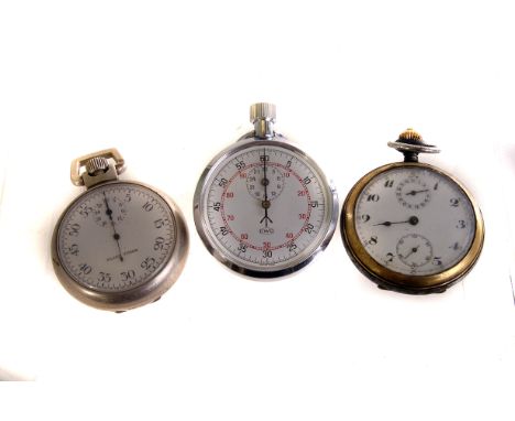Two military stop watches, comprising Elgin Timer and CWC, together with a military open face pocket watch (3)