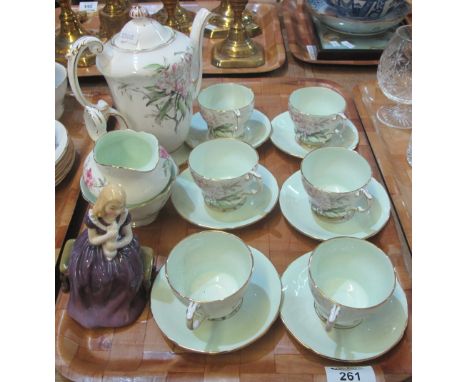 Fifteen piece Paragon fine bone china tea service on a white ground with foliate and blossom decoration, together with a Roya