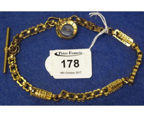 9ct gold Victorian chain with T bar and compass, 34.1g approx. overall.(B.P. 24% incl. VAT)