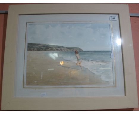 R. Kirwell, child running on a beach, signed, watercolours, framed and glazed.(B.P. 24% incl. VAT)Inv. 4