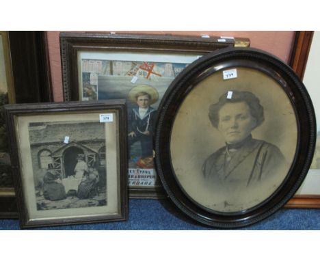 Group of assorted furnishing pictures, portrait print etc.  Framed. (4)(B.P. 24% incl. VAT)