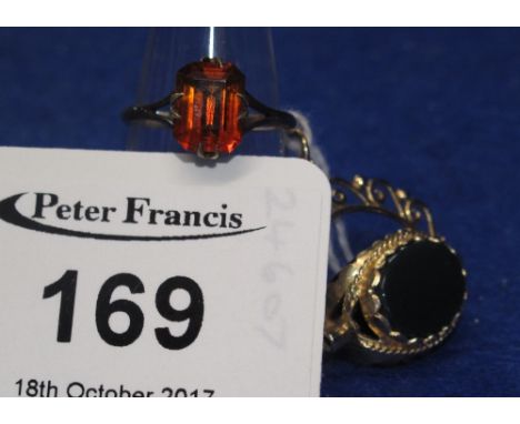 9ct gold dress ring together with swivel fob including bloodstone, 7g approx.(B.P. 24% incl. VAT)