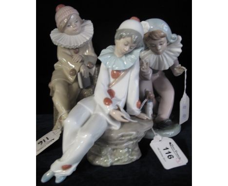 Lladro porcelain study of a young child, together with two similar Nao porcelain figures. (3)(B.P. 24% incl. VAT)
