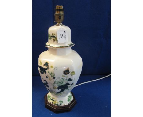 Masons Ironstone octagonal 'Chartreuse' pattern table lamp on wooden base.(B.P. 24% incl. VAT)