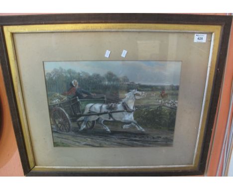 Humorous coloured hunting print, 'The Runaway Trap', 32 x 45cm.  Framed.(B.P. 24% incl. VAT)