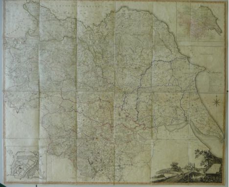 Tuke (John) Map of the County of York by John Tuke, Land Surveyor, 1787, large folding engraved map, 1195mm x 1435mm, hand-co