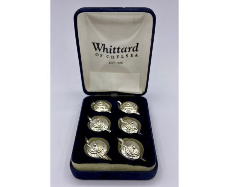 A boxed set of six teapot shaped place markers by Whittard