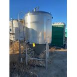 Walker Stainless Steel Conical Tank with ladder and manhole access, 500 Gal, Serial# 4410, Rigging/