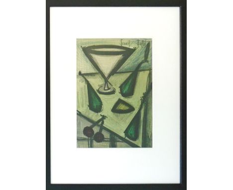 BERNARD BUFFET, 'Set table', Maeght vintage print, signed in the plate upper right, 31cm x 23cm, framed and glazed.(Subject t