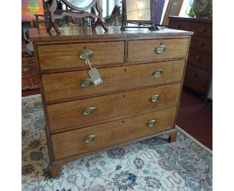 A Regency mahogany chest of two short over three long drawers, raised on bracket feet. H-102 W-115 D-56cm 