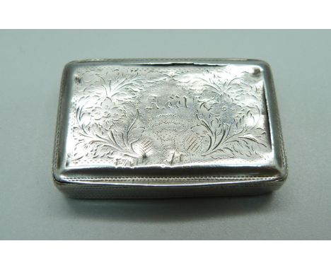 A George IV silver snuff box, Birmingham 1825, Thomas Parker, a/f 