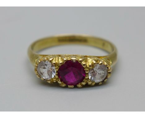 A 9ct gold stone set ring, 2.8g, O 