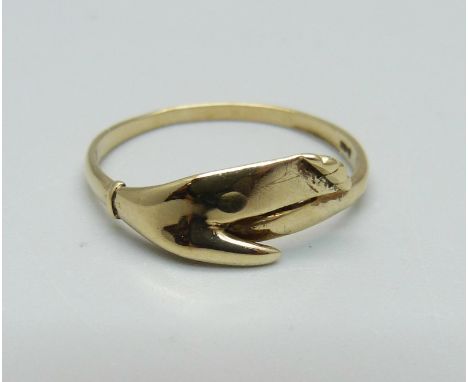 A 9ct gold ring, 1.7g, U 