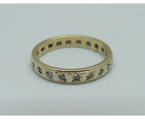 A 9ct gold, diamond set eternity ring, 2.7g, Q 