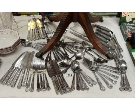 A good lot of Kings pattern cutlery &amp; A quantity of titanium kitchen knives