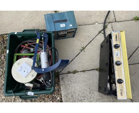 A quantity of tools including a foot pump etc