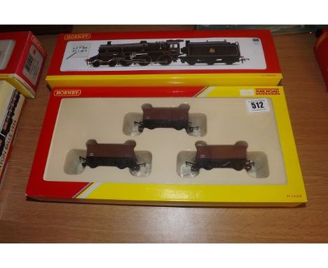HORNBY MODEL RAILWAY LOCOMOTIVE STANDARD 4MT CLASS "75071" &amp; R 6473 TRIPLE MINERAL WAGON PACK BOXED 