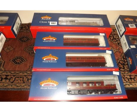 BACHMANN CLASS B1 61250 "A. HAROLD BIBBY "  BR BLACK EARLY EMBLEM, 7 TWO 57 FT CORRIDOR COMPOSITE LMS CRIMSON,&amp; BR MK1 RU