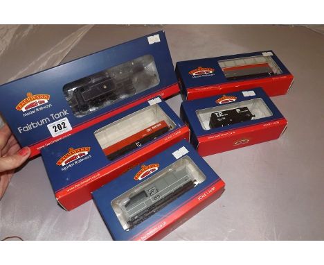 BACHMANN  FAIRBURN TANK CLASS 42085 BR BLACK EARLY EMBLEM  &amp; 20TON TOAD BRAKE VAN BR GREY, 7 PLANK WAGON TIR PENTWYS,VAA 