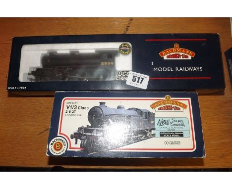 TWO BACHMANN MODEL RAILWAY LOCOMOTIVES  32-275 K3 LINER BLACK GROUP STANDARD TENDER &amp; V1 /3 CLASS 2-6-2 T  BR BLACK (HOPP