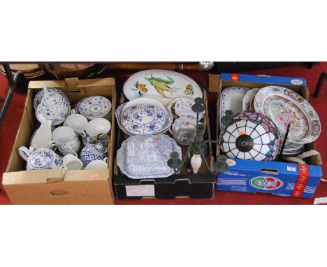 Three boxes containing a collection of various ceramics to include Royal Worcester Evesham Gold