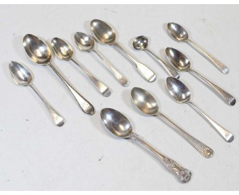 A Victorian silver spoon, in the Kings pattern by George Adams Chawner &amp; Co Ltd, London 1859; together with various other