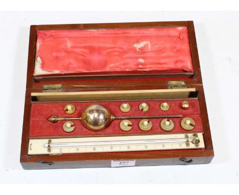 A late 19th century Sykes Hydrometer in fitted mahogany case