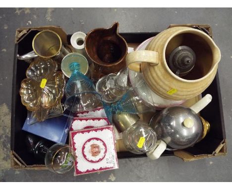 A good mixed lot of ceramic ware and glassware to include Royal commemorative,  Kensington ware jug, plates, glasses and simi