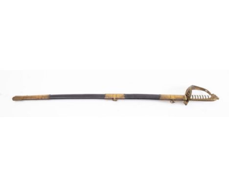 A George V Royal Navy Regulation Pattern Officer's Sword, the slightly curved single edge fullered blade with acid etched dec