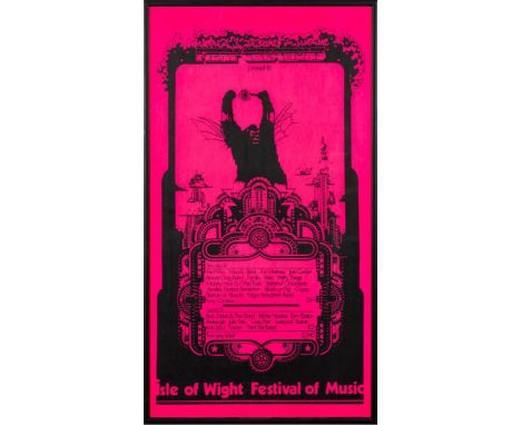 A Fiery Creations concert poster Isle of Wight Festival of Music, 30th-31st August, 1969 [neon pink version], featuring The W