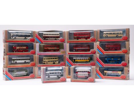 A boxed group of Exclusive First Edition buses, 1:76 scale, including British FLF Lodekka Westen National and Warminster Vint