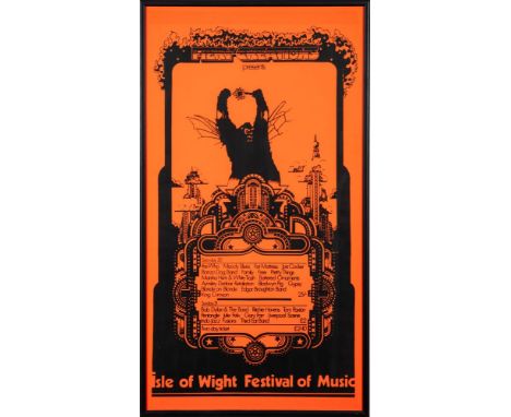 A Fiery Creations concert poster Isle of Wight Festival of Music, 30th-31st August, 1969 [neon orange version], featuring The