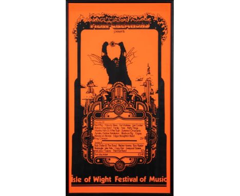 A Fiery Creations concert poster Isle of Wight Festival of Music, 30th-31st August, 1969 [neon orange version], featuring The