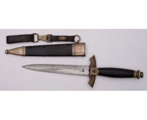 A Third Reich Period Luftwaffe DLV Flyers Dagger , maker SMF, Solingen, the  straight double edge blade stamped with maker's 