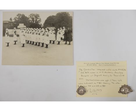 Two WWI silver Australian Auxiliary Hospital brooches, one with sunburst over King's Crown marked 'AIF' with legend beneath '