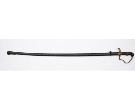 A Third Reich Period Army Officer's sword, maker Alsco, Solingen, the slightly curved single edge fullered blade stamped with