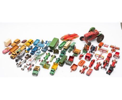 Diecasts Vehicles; A collection of assorted vintage model vehicles, including eight racing cars, Dinky Bedford Dust Cart and 