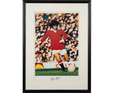 George Best (1946-2005), signed print with certificate of authenticity to back, framed and glazed, 54 x 56 cm; together with 