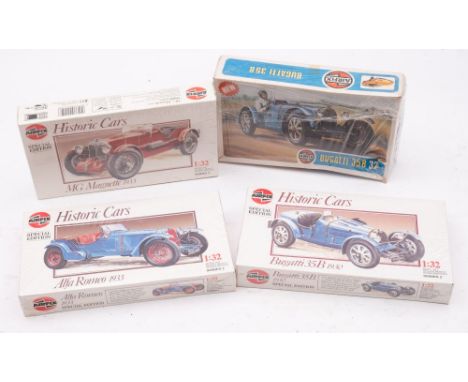 A boxed group of three Airfix Historic Cars 1/32nd scale model kits, 'Alfa Romeo 1933', ' Bugatti 35B 1930, ' MG Magnette 193