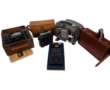 A collection of cine and photographic  equipment, including a Bolex Paillard Zoom Reflex 8mm ,camera, a Bolex Paillard 8SL, a