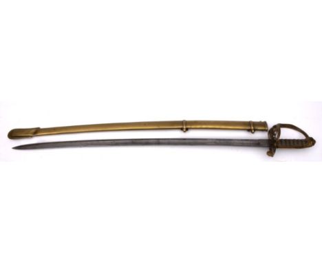 A Victorian 1822 Pattern Infantry Officer's sword, the slightly curved single edge, single fuller blade with acid etched deco