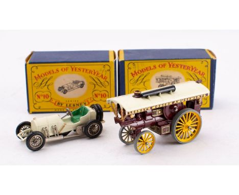 Matchbox Models of Yesteryear. A boxed pair, Y10 1908 Mercedes and Y9 The Fowler Big Lion Showman Engine (2)