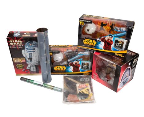 Hasbro and others. A boxed Star Wars Episode 1 'Space Battle' alarm clock: together with two Tiger Star Wars Sag Edition ' Li