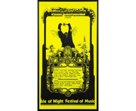 A Fiery Creations concert poster Isle of Wight Festival of Music, 30th-31st August, 1969 [neon yellow version], featuring The