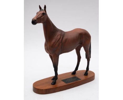 Beswick Horse, Red Rum on Wooden Plinth, model 2510, Height 30cm