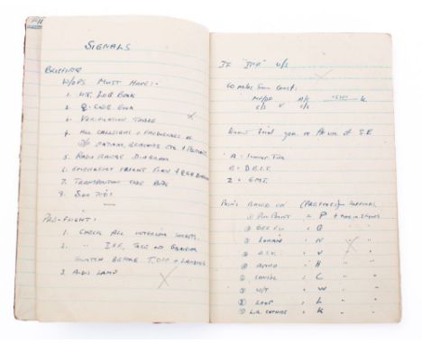 A WWII Flying Boat  training notebook belonging to H S P Munro, containing manuscript notes on Navigation, Marconi, Gunnery, 