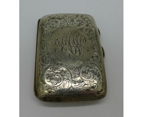 A silver cigarette case, with monogram, 47g