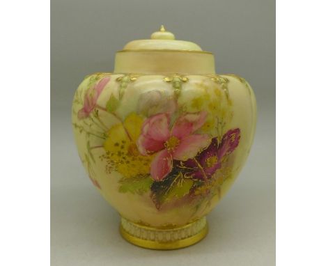 A Royal Worcester pot pourri, lacking lid, Rd No. 112589, 1312 mark on base