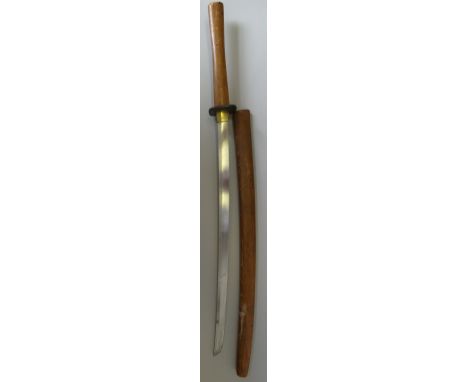 A JAPANESE SWORD IN PLAIN WOODEN SAYA (SCABBARD), CIRCA 1890-1910the blade mounted in a plain wooden saya (scabbard) with an 